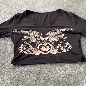 Black Floral Women's Top